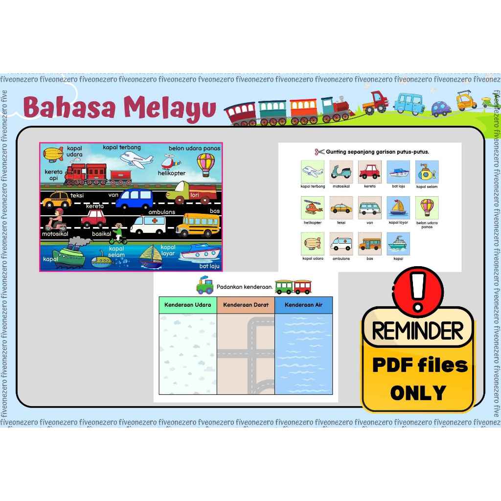 [PDF Softcopy] Kenderaan Udara Air Darat Poster Lembaran Kerja