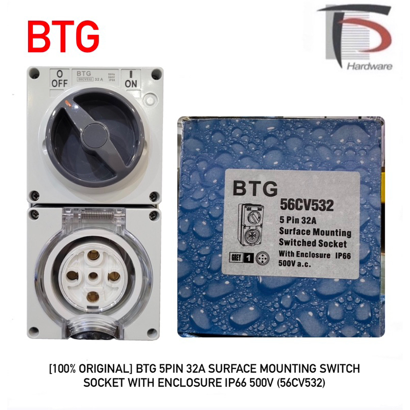 [100% ORIGINAL] BTG 5PIN 32A SURFACE MOUNTING SWITCH SOCKET WITH ...