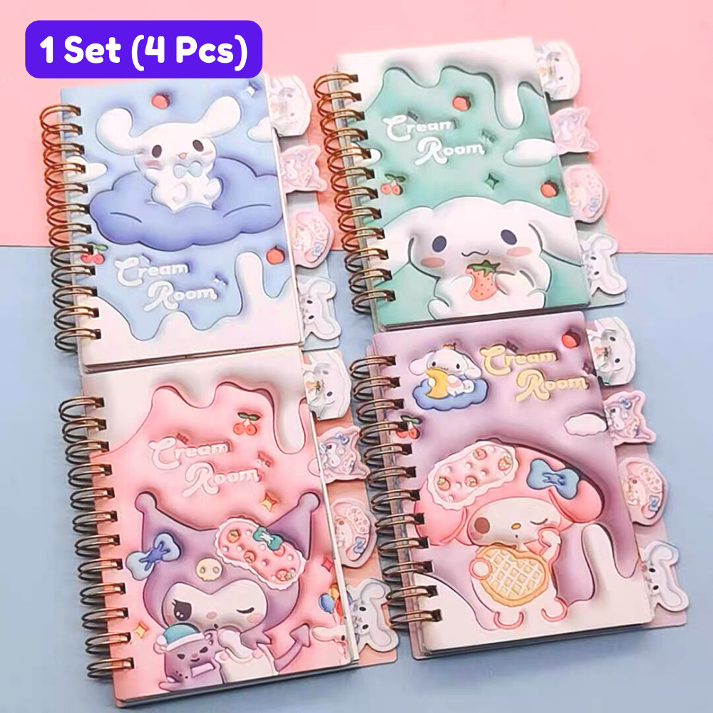 Toytales 🍭 Sanrio Stationery Notebook Cute 🍭 Cinnamoroll Kuromi Hardcover Spiral Lined Buku Nota 1238