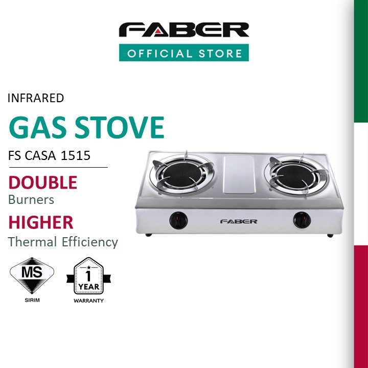 FABER Infrared Stainless Steel Double 2 Burners Table Top Gas Stove