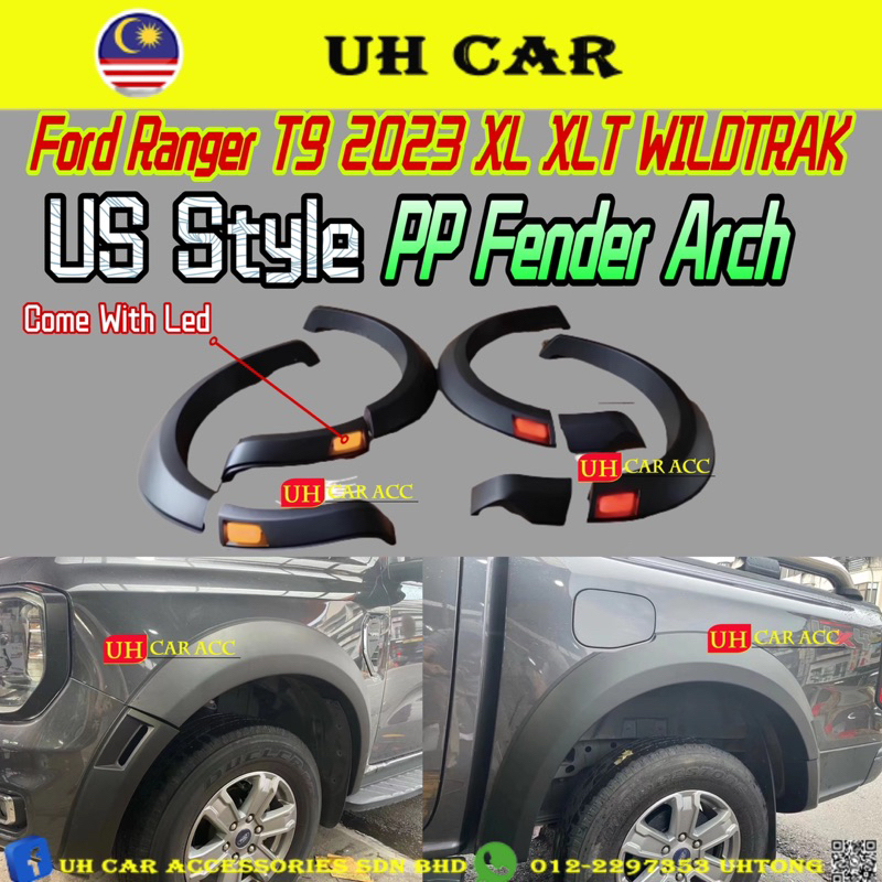 Us Style Ford Ranger T9 Xl Xlt Plus Wildtrak 2022 2023 Side Fender Arch Flare Flares With Led 6106