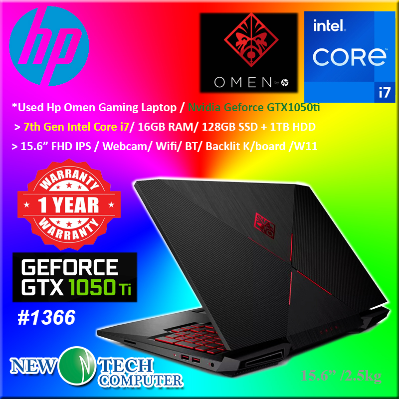 1366 *Used Hp Omen Gaming Laptop 7TH Intel Core I7 16GB 128GB 1TB