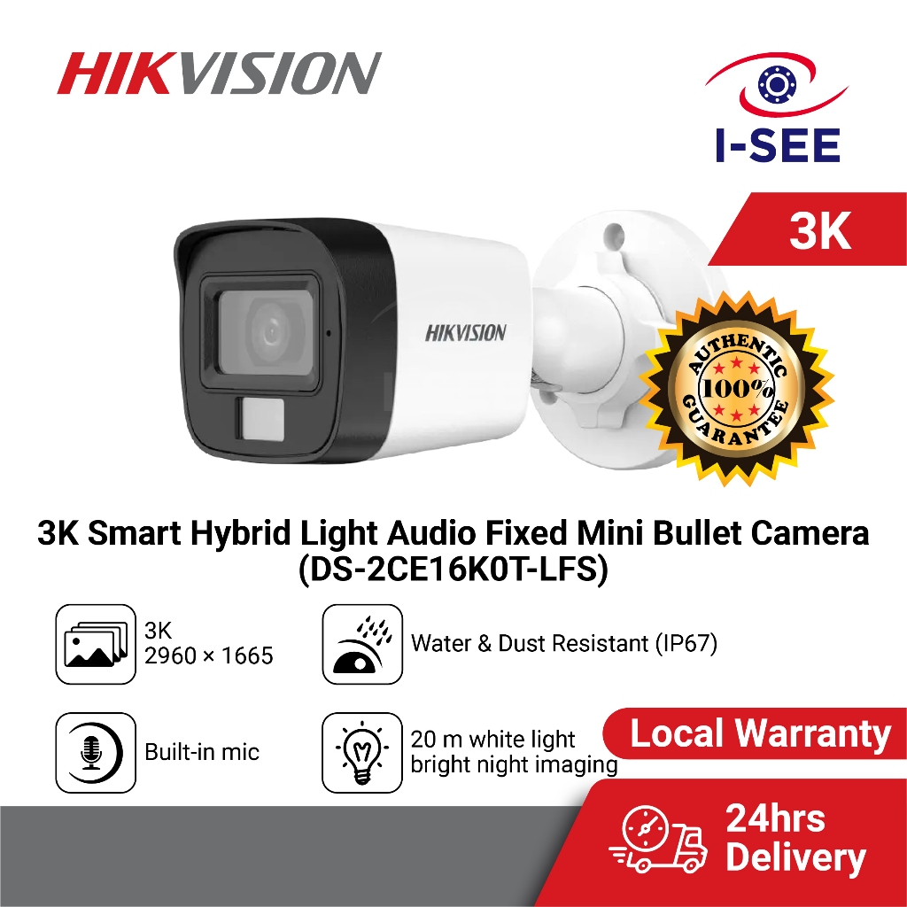 [New Model] Hikvision 3K (5MP) Smart Hybrid Light Audio Fixed Mini ...