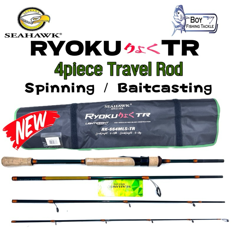 2023 NEW SEAHAWK RYOKU TR TRAVEL ROD 4 PIECE ROD SPINNING BAITCASTING ...
