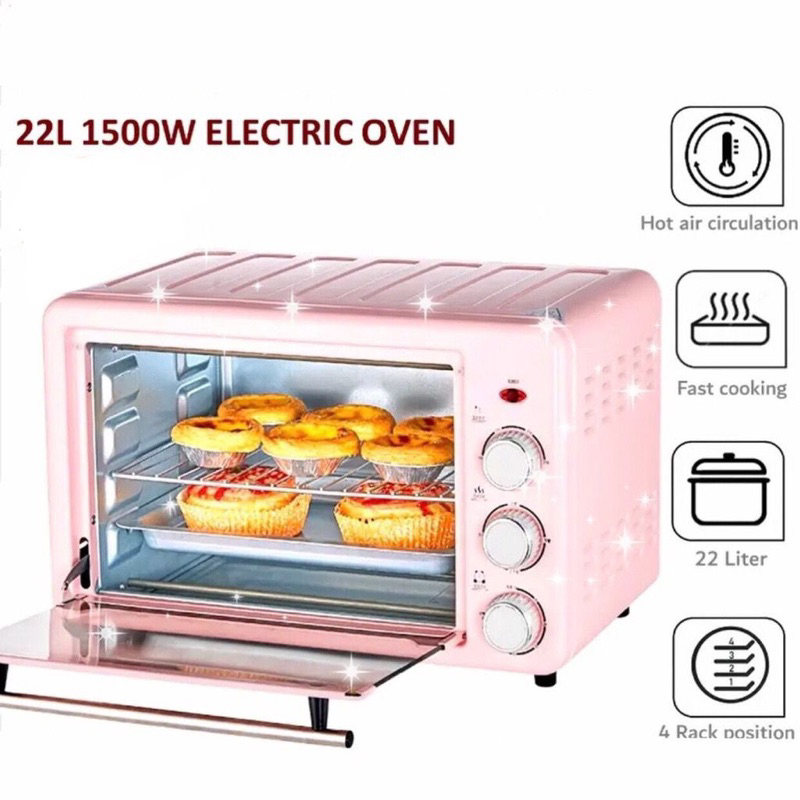 22L Electric Oven Convection Hot Air Fryer Toaster Timer Oil Free Roaster Breakfast Machine