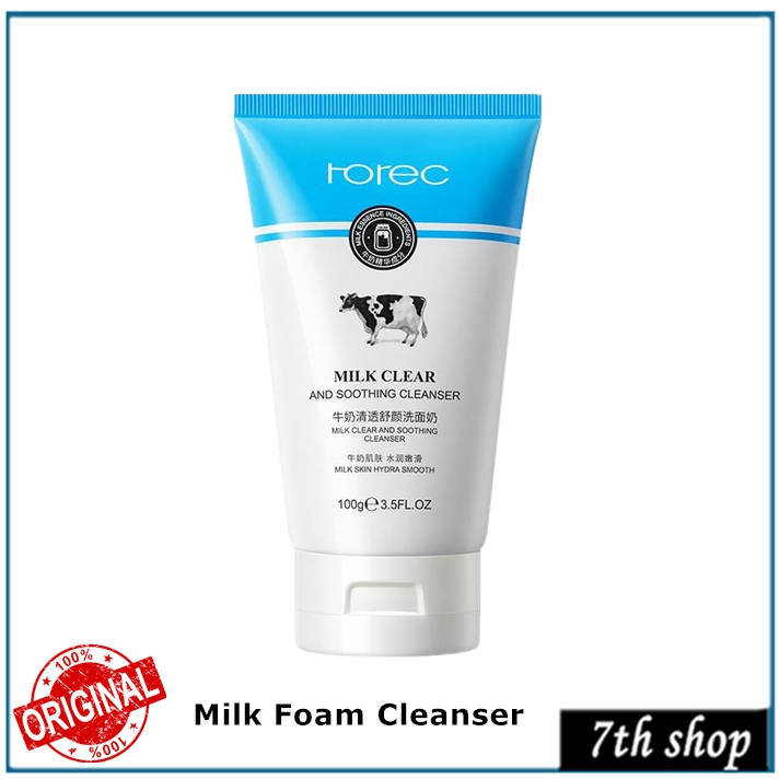 (100 ori) Rorec Natural Milk Plus Whitening face cleansing foam (100g