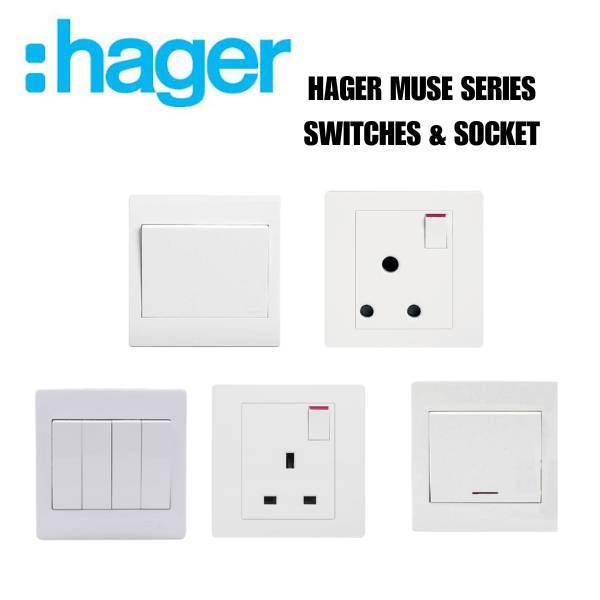 HAGER MUSE SWITCHES & SOCKET 1Gang / 2Gang / 3Gang / 4Gang / 1G2W/20A D
