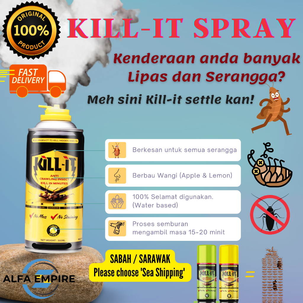 KILL IT ORIGINAL from HQ Spray Ubat Lipas Anti Crawling Insert Racun
