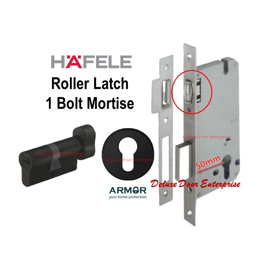 Hafele 1 Bolt Mortise Lock with Roller Latch Pull Handle Mortise Lock