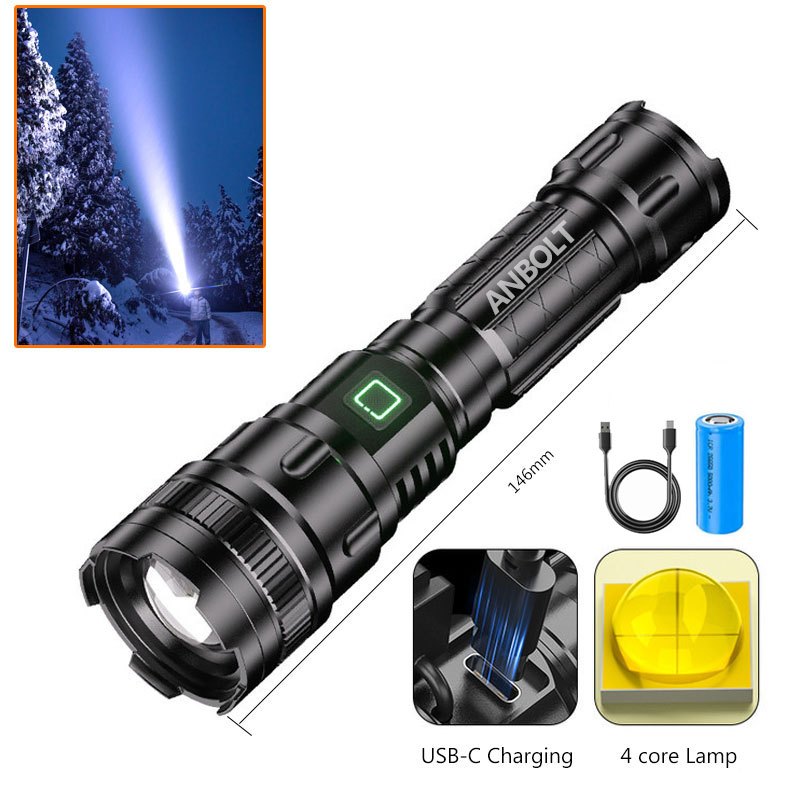 Anbolt Lampu Suluh Terang Jarak Jauh Flashlight 100000 Lumen ...