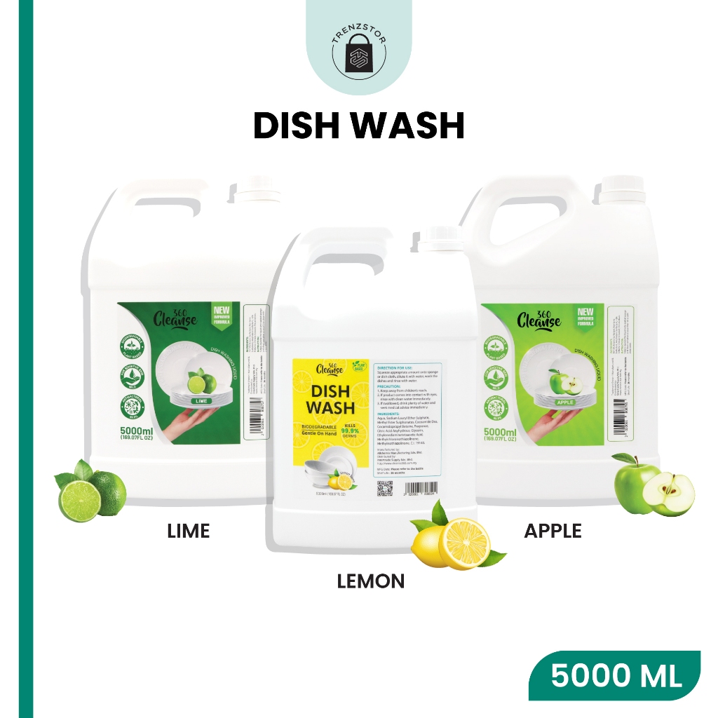 Cleanse360 Biodegradable Dishwashing Liquid [Lemon/ Lime/ Green Apple ...