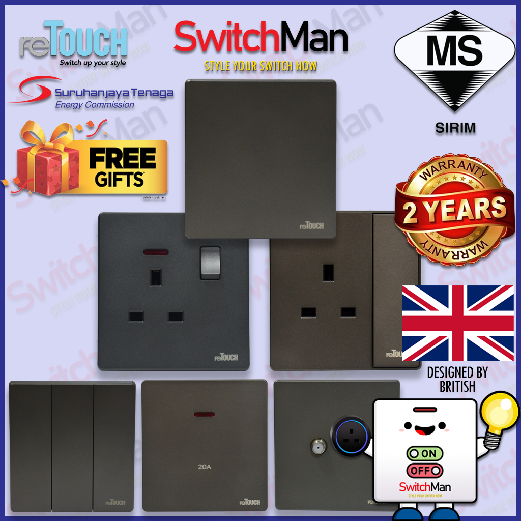 [SIRIM] reTouch Ultra Rimless Switch & Socket 13A 15A 20A 45A 1/2/3/4 ...