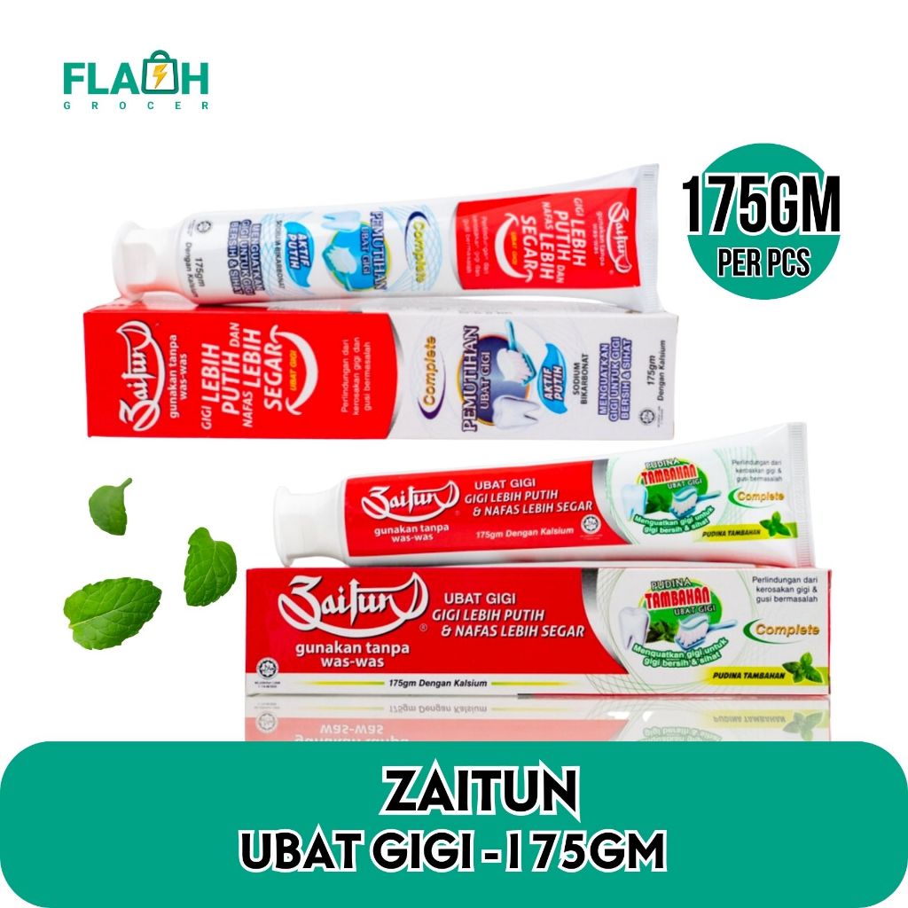 Zaitun Ubat Gigi Pudina Tambahan & Pemutihan 175gm [Value Pack Bundle