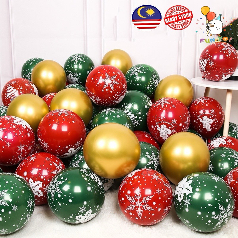 Christmas Latex Balloon Golden Green Balloons Confetti Balloon ...