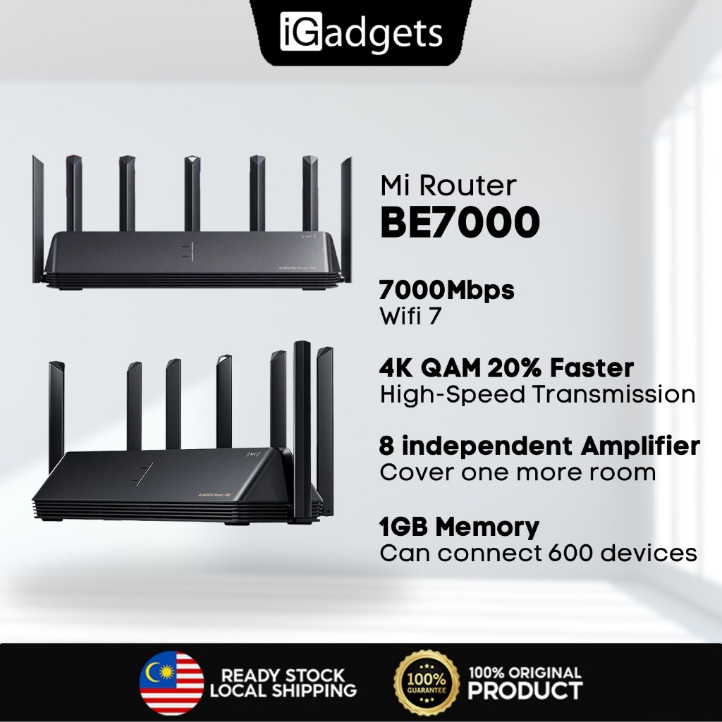 Xiaomi Router BE7000 Qualcomm WiFi 7 (A73 1.5GHz/1GB/160MHz/4K QAM/USB ...