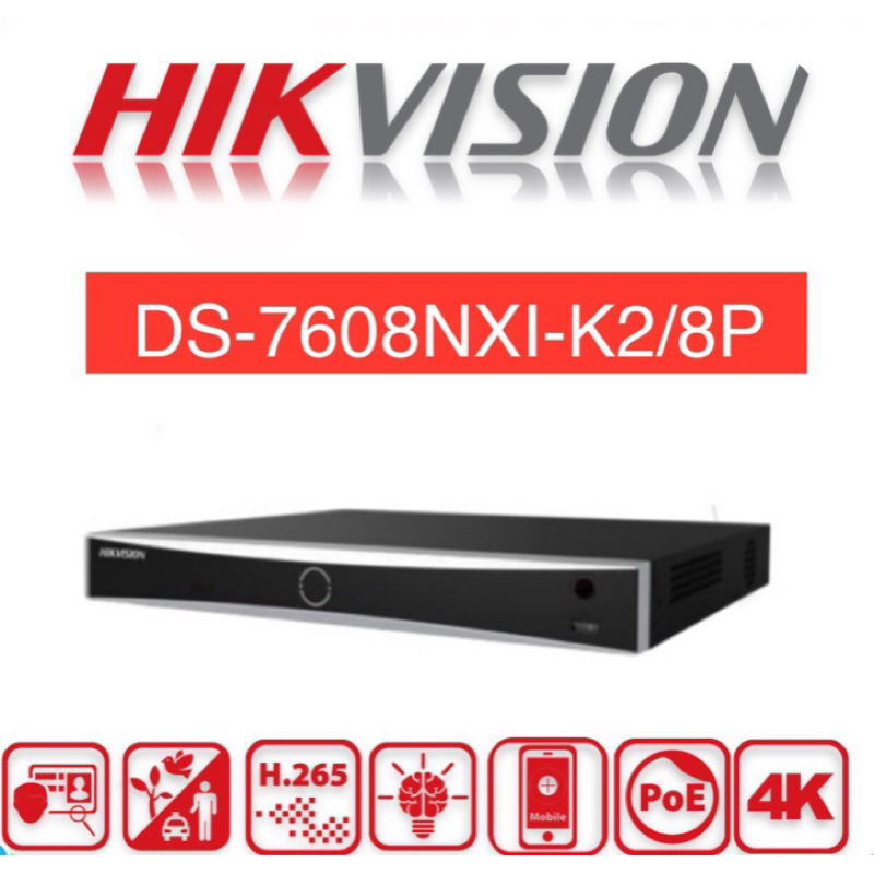 HIKVISION DS-7608NXI-K2/8P 8 Channel Network Video Recorder 8ch 8MP 4K ...