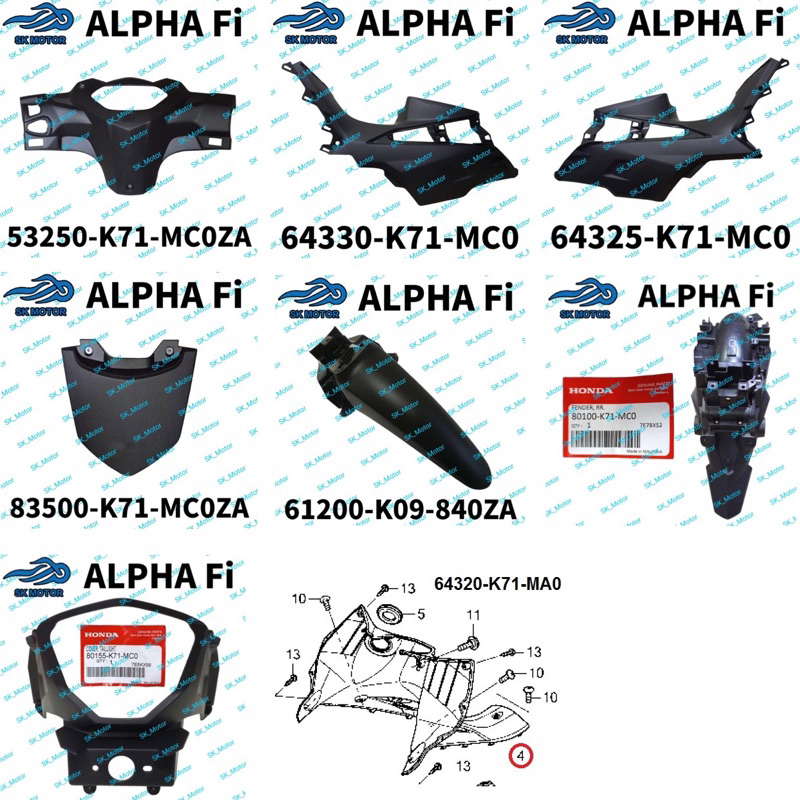Honda ALPHA FI Original Inner Cover Full Set Kaver Hitam Meter Center ...