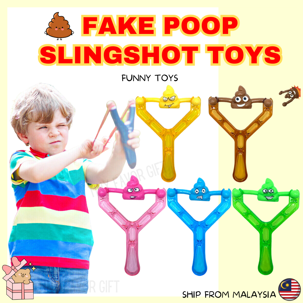 Funny Smiley Poop Emoji Slingshot Toy For Kids Sticky Mini Slingshot