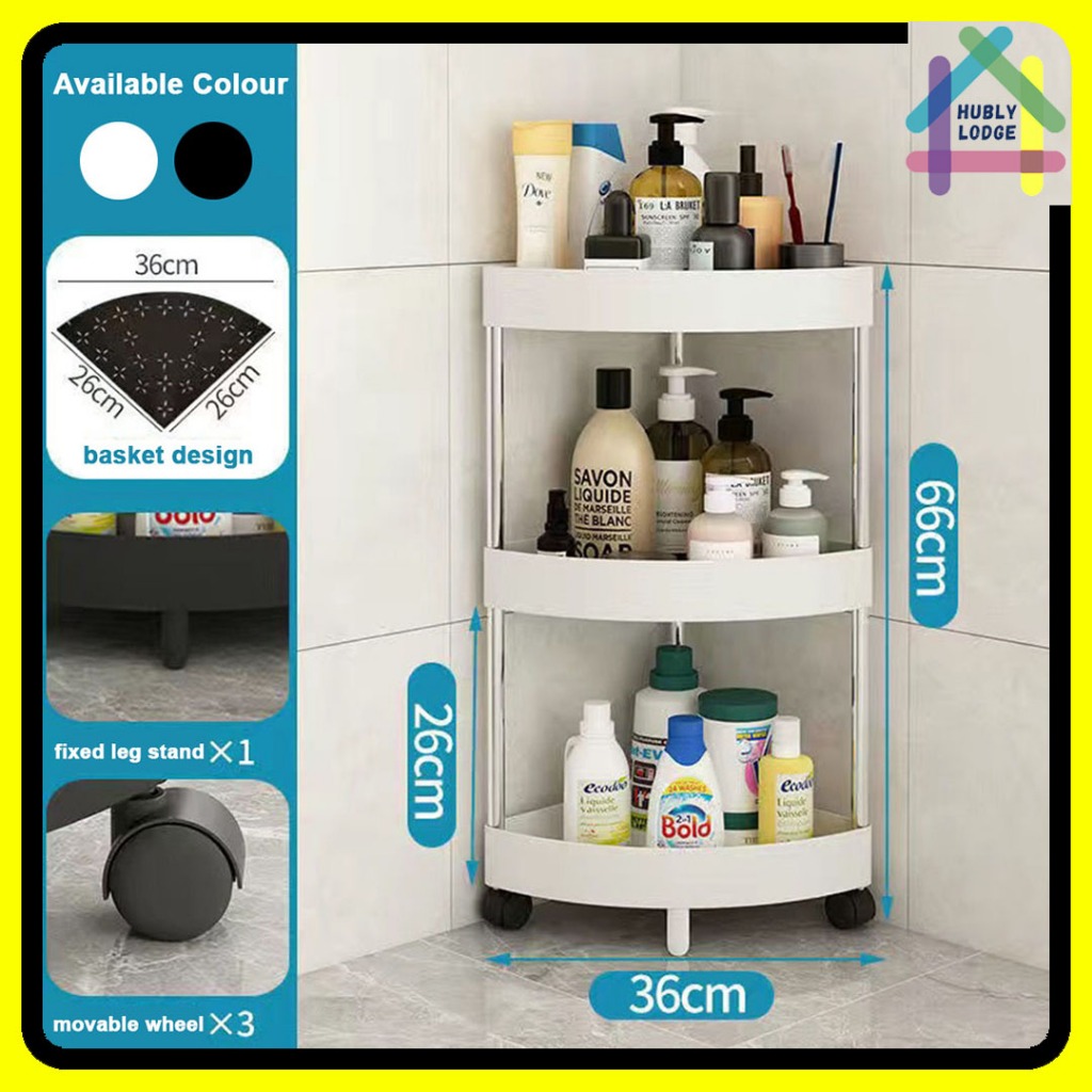 BATHROOM CORNER SHELF 3 TIER TRIANGLE SHELF UNIT PARA PENJURU RAK SEGI