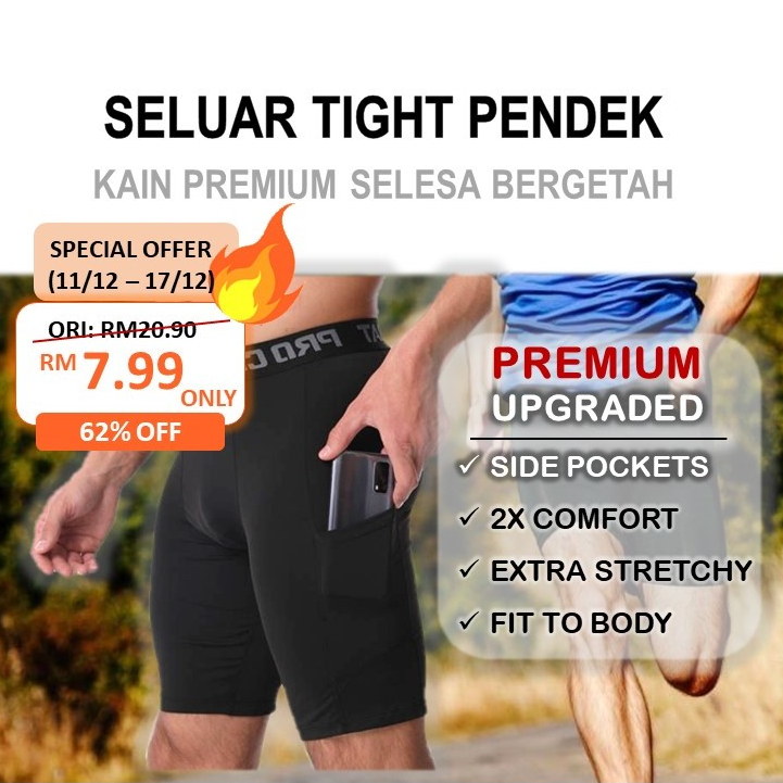 Roofless Seluar Tight Lelaki Pendek Seluar Fit Lelaki Tight Pant Man Compression Pants Men