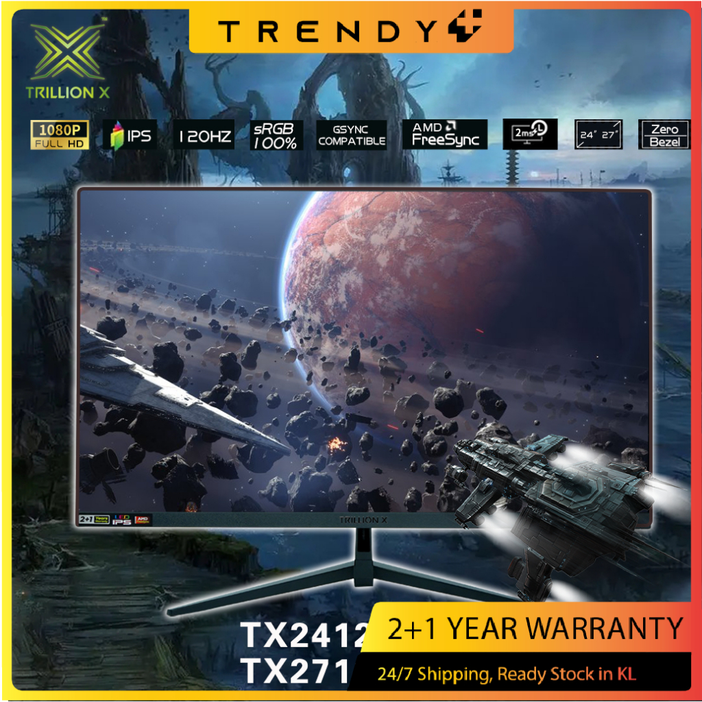 TrillionX TX24120FIFG 24'' IPS Bezeless Flat Gaming Monitor 120Hz AMD ...