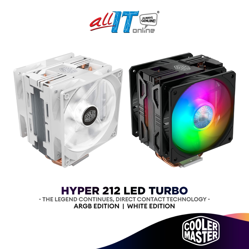 Cooler Master Hyper 212 LED Turbo ARGB / White Edition CPU Cooler Intel & AMD CPU Air Cooler