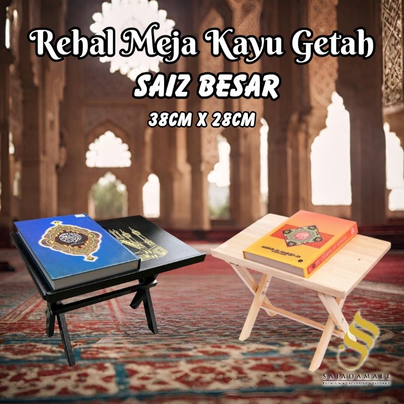 Rehal Al-Quran Kayu bersaiz Besar Meja Rihal Hitam Mengaji Raha Tinggi ...