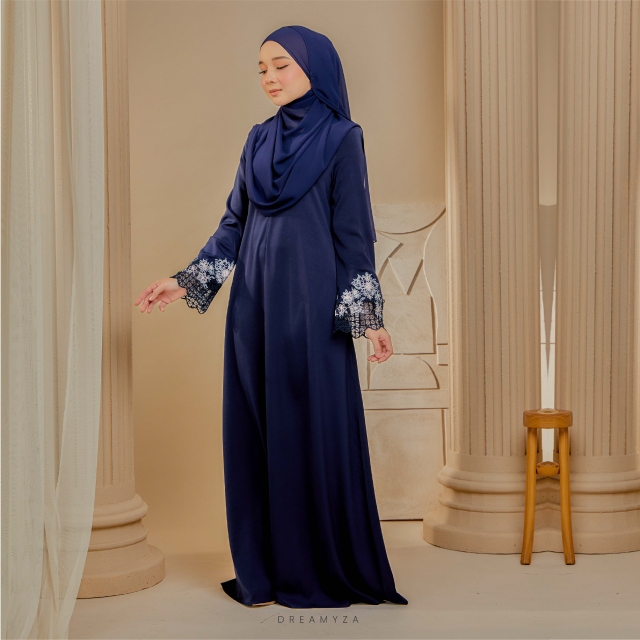 Luna Embroidered Border Lace Abaya Jubah Dress Shopee Malaysia