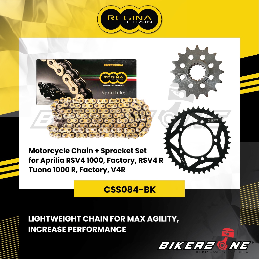 REGINA Chain 525ZRP108 + STEEL Sprocket Set for Aprilia RSV4 1000