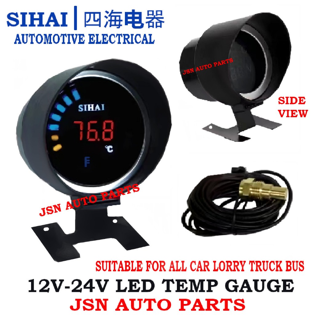 12V/24V LED TEMP GAUGE SUHU AIR METER FOR ALL CAR LORRY TRUCK VAN BUS ...