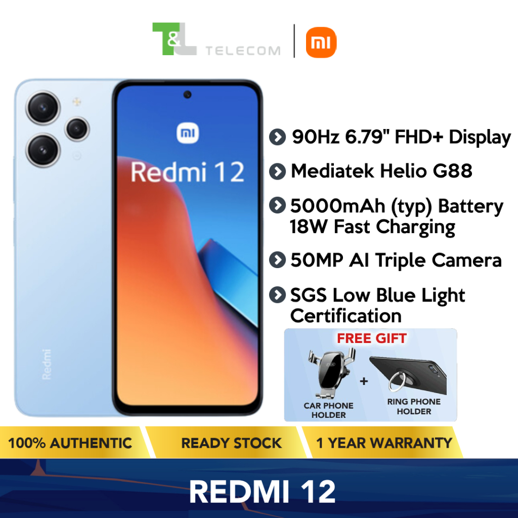 Móvil  Xiaomi Redmi 12, Sky Blue, 128 GB, 4 GB RAM, 6.79
