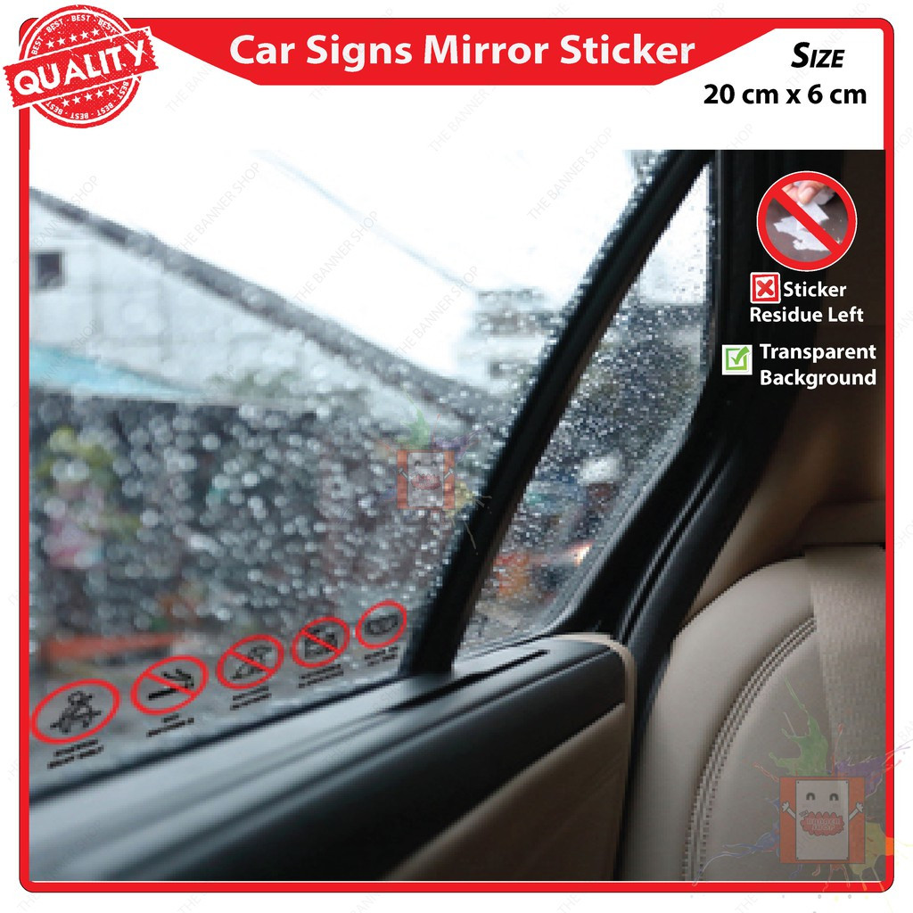 Grab Car Signs Side Mirror Stickers (Stick From Inside) No Smoking, No ...