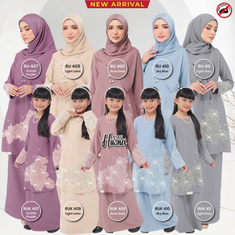 Baju Raya 2024 Baju Kurung Riau Husna SET IBU ANAK Baju Kurung Riau