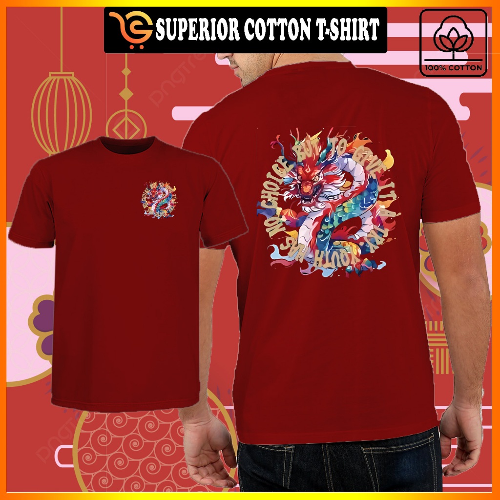 🔅KawKaw Promosi🔅 N1 2024 CHINESE NEW YEAR DRAGON CNY TShirt 100%Cotton ...