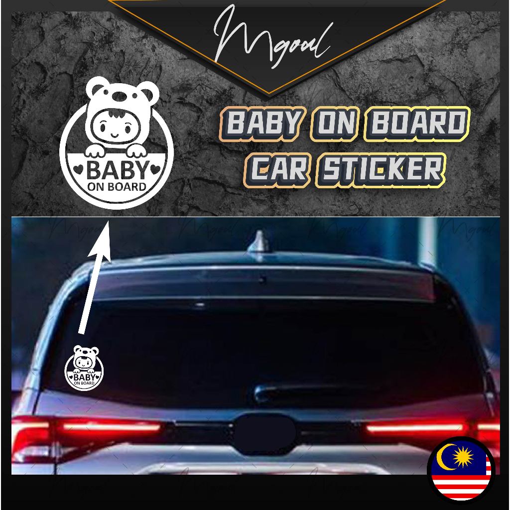 Baby Car Window Sticker Cute Baby On Board Car Decal - Removable Vinyl ...