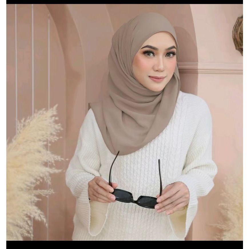 Shawl Getah  Elastic Pinless ( Material Chiffon ) 