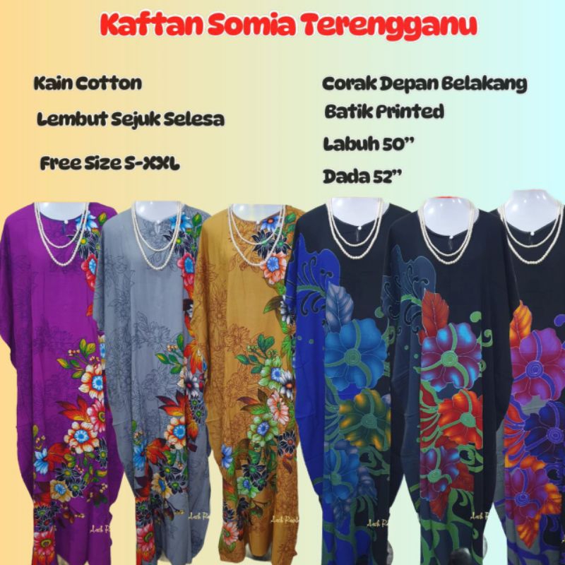 Kaftan Batik Somia Terengganu Baju Tidur Kelawar Lengan Pendek Sleeping