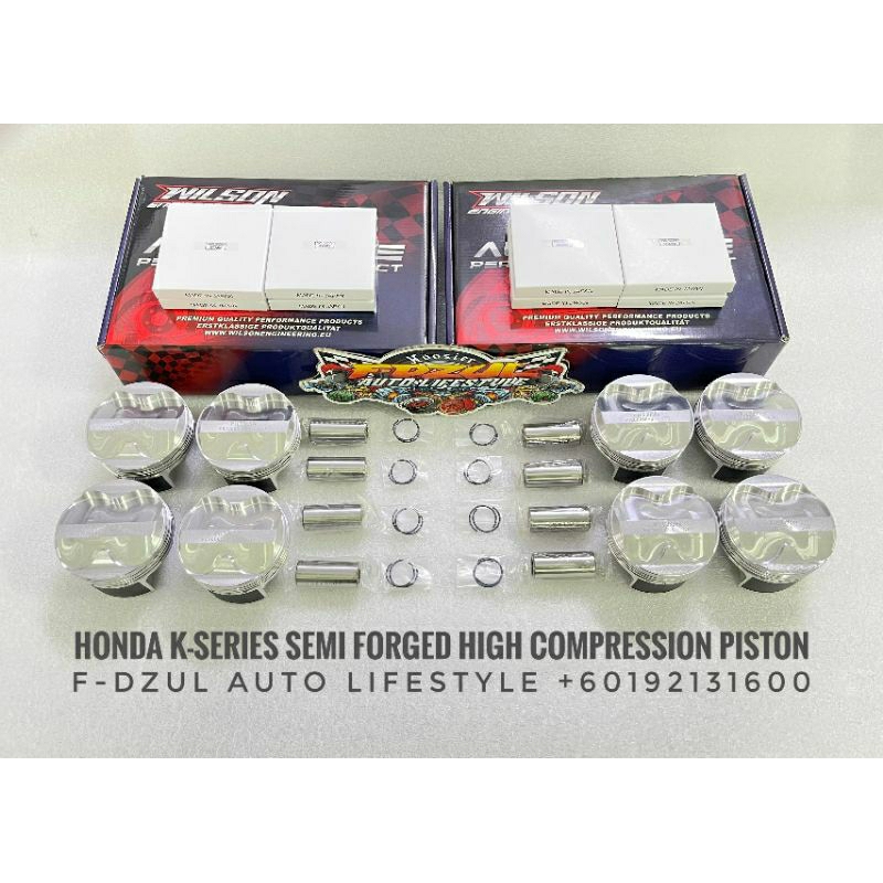 Wilson Engineering Piston Kit Honda K20 K24 86MM 87MM High Compression