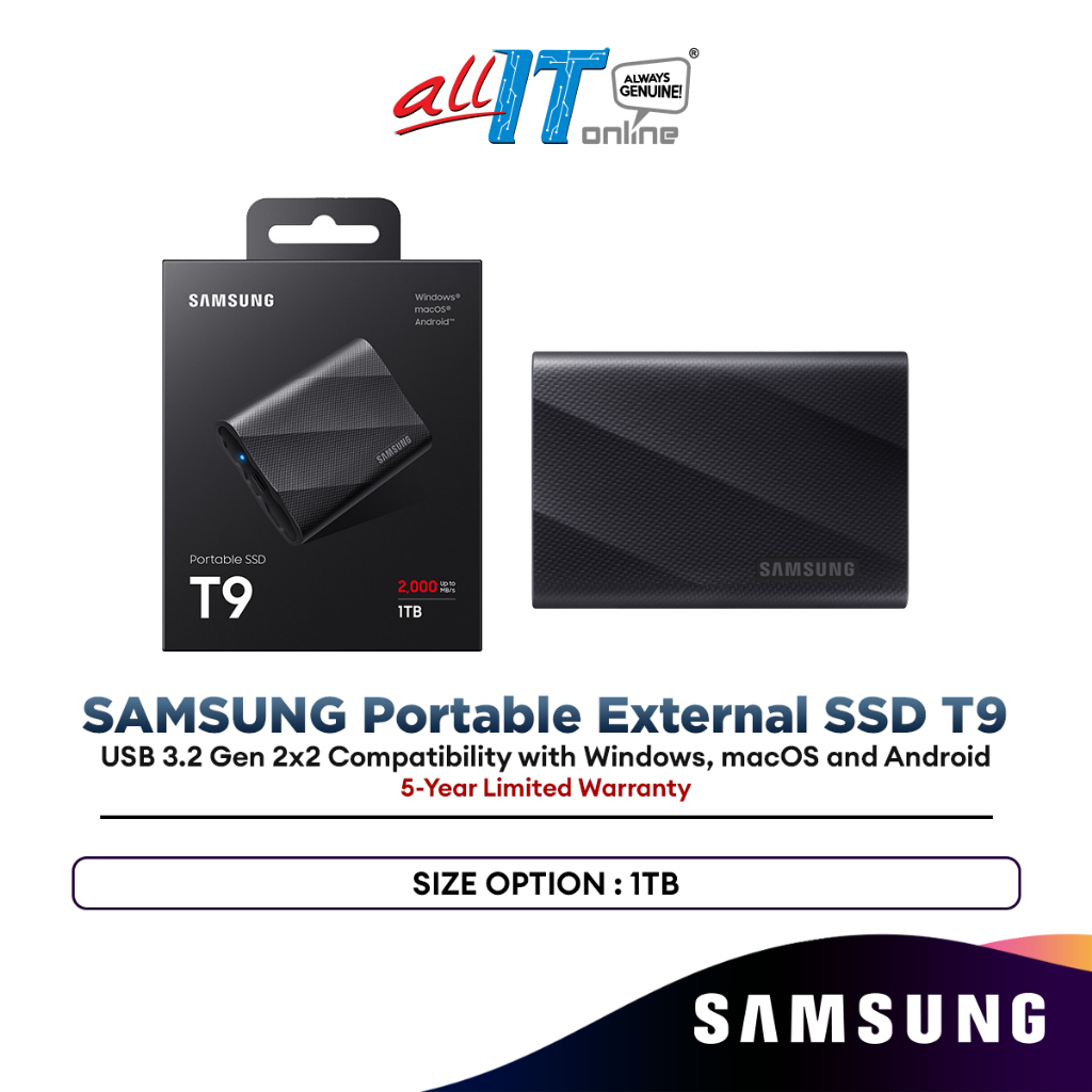 SAMSUNG Portable External SSD T9 USB 3.2 Gen 2x2 Compatibility with