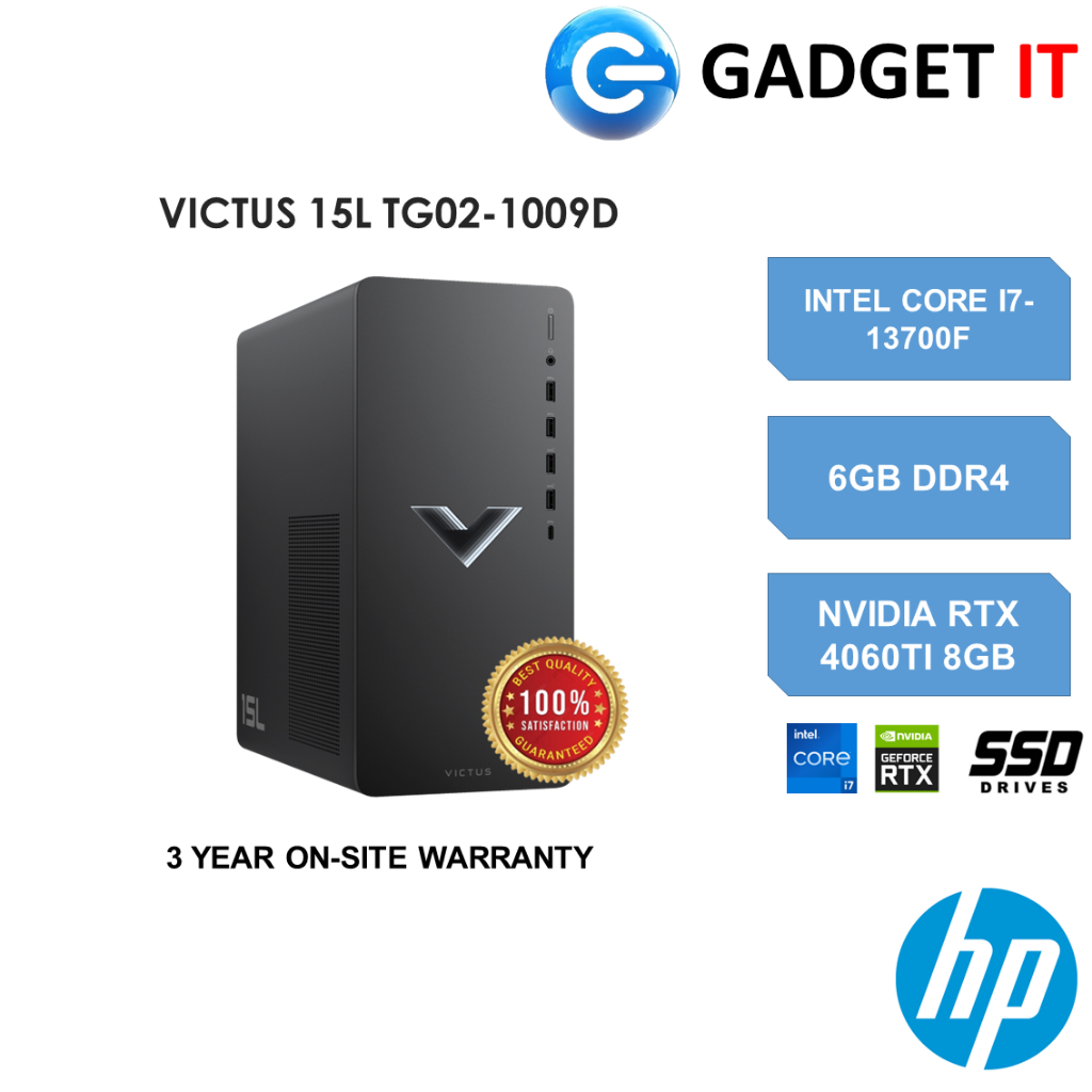 HP VICTUS 15L TG02 1009D GAMING PC I7 13700F 16GB 512GB SSD RTX 4060TI 8GB WIN11 3 YEAR ONSITE