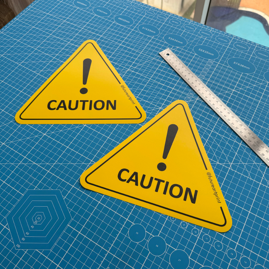 Caution. Premium Triangle Sticker Sign Warning Beware Danger Signage ...