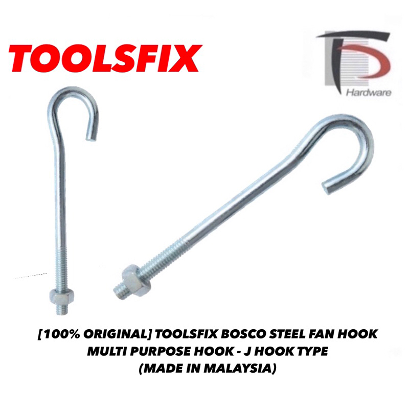 [100 ORIGINAL] TOOLSFIX BOSCO STEEL FAN HOOK MULTI PURPOSE HOOK J