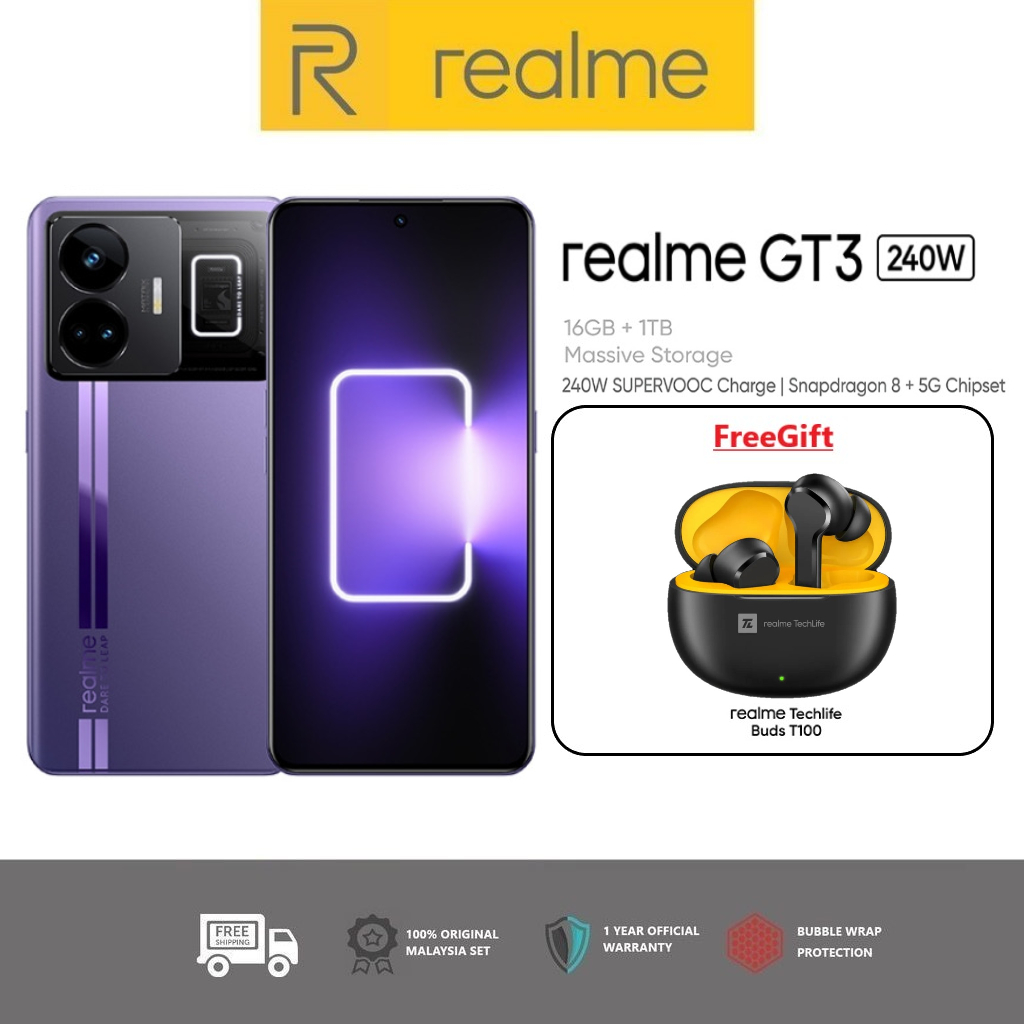 realme GT3 5G (1TB+16GB) Snapdragon™ 8 PLUS, 1.5K Ultra Amoled Display  144Hz, Cooling System Max 2.0, 1 Year Warranty