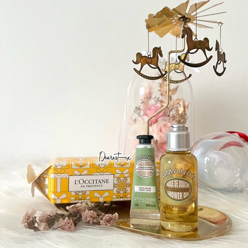🎄Special LOCCITANE Almond Body Shower Oil 50ml & Hand Cream 10ml Travel