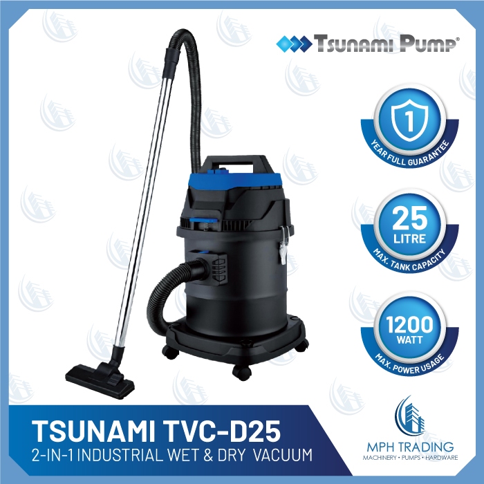 Tsunami TVC-D25 2 In 1 Industrial Dust & Water Vacuum Cleaner Series ...