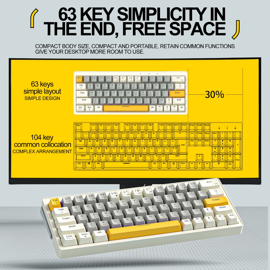 Zifriend ZA63 63 Keys Wireless Mechanical Keyboard RGB Hot Swappable ...