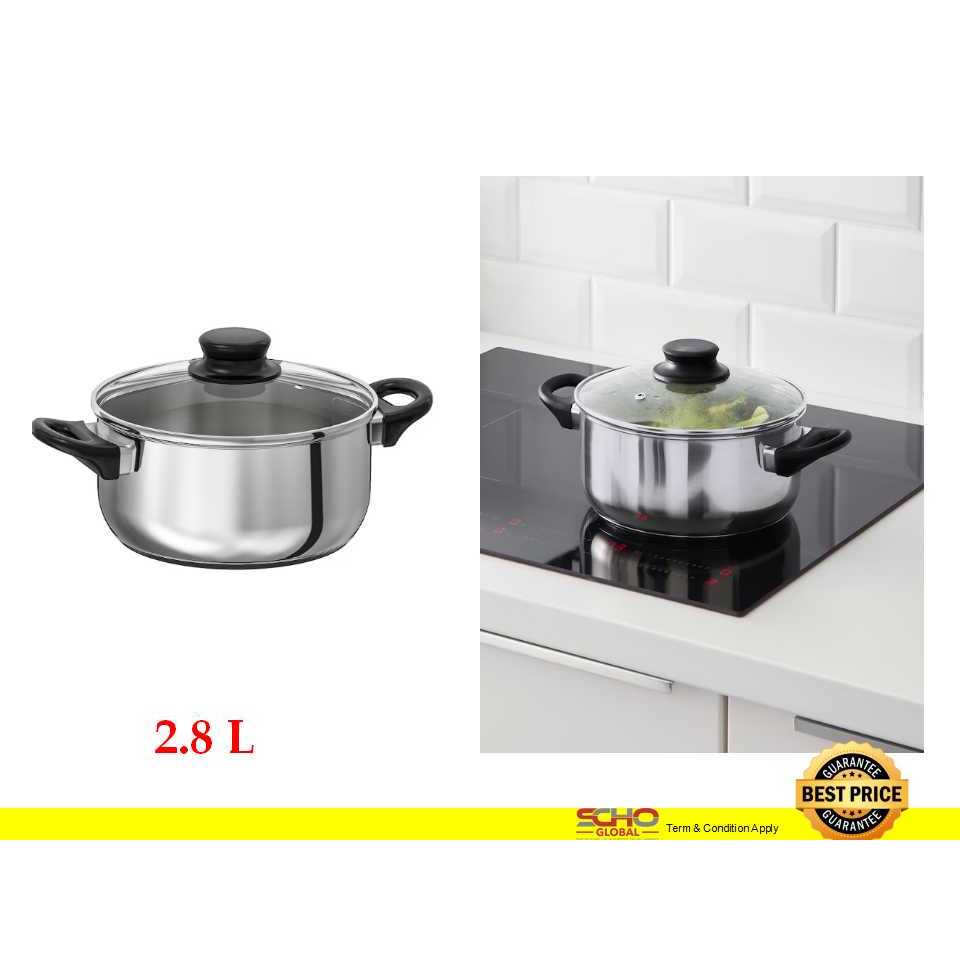 IKEAANNONS Pot with lid, glass/stainless steel, 2.8 l Shopee Malaysia