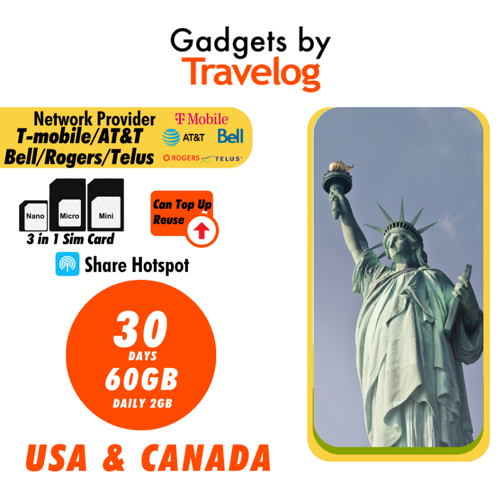 [USA & Canada Travel SIM] [730 Days] 4G High Speed Unlimited Data