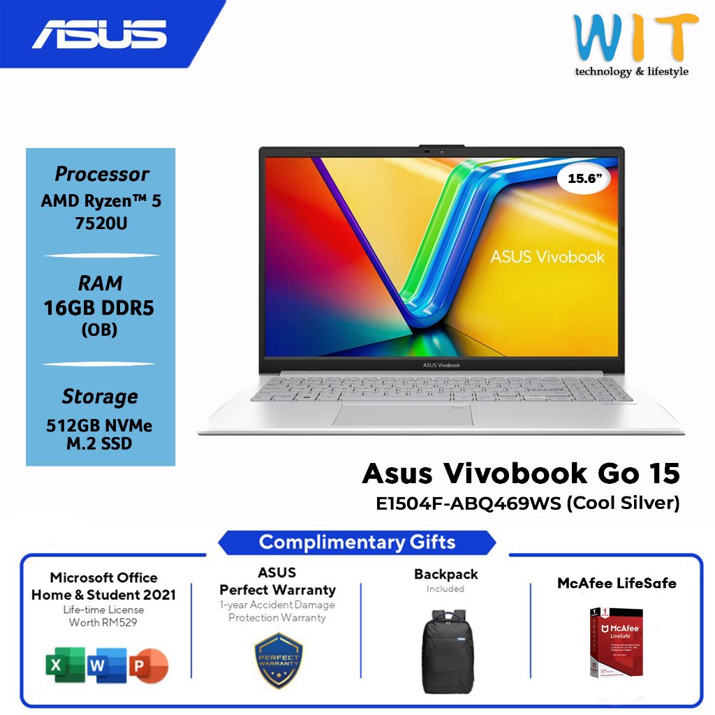 Asus Vivobook Go 15 Amd Ryzen 5 7520u16gb Ram512gb Ssd156 Fhdms Officew11 E1504f 4381