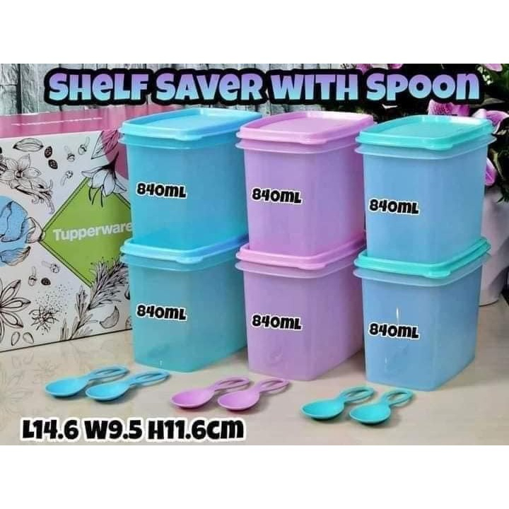 ???? READY STOCK ???? Original Tupperware Shelf Saver with Spoon (4) 840ml Pastel Colour | Shopee Malaysia